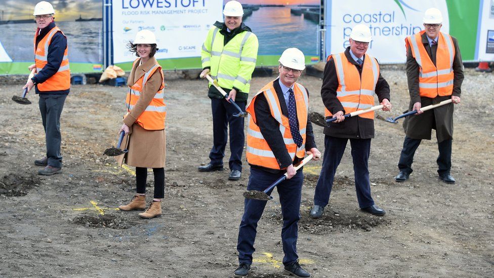 Breaking ground in May 2021 for the Lowestoft Flood Risk Management Project tidal walls work