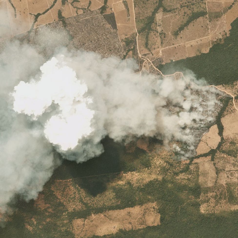 Satellite image of fires in Mato Grosso, Brazil