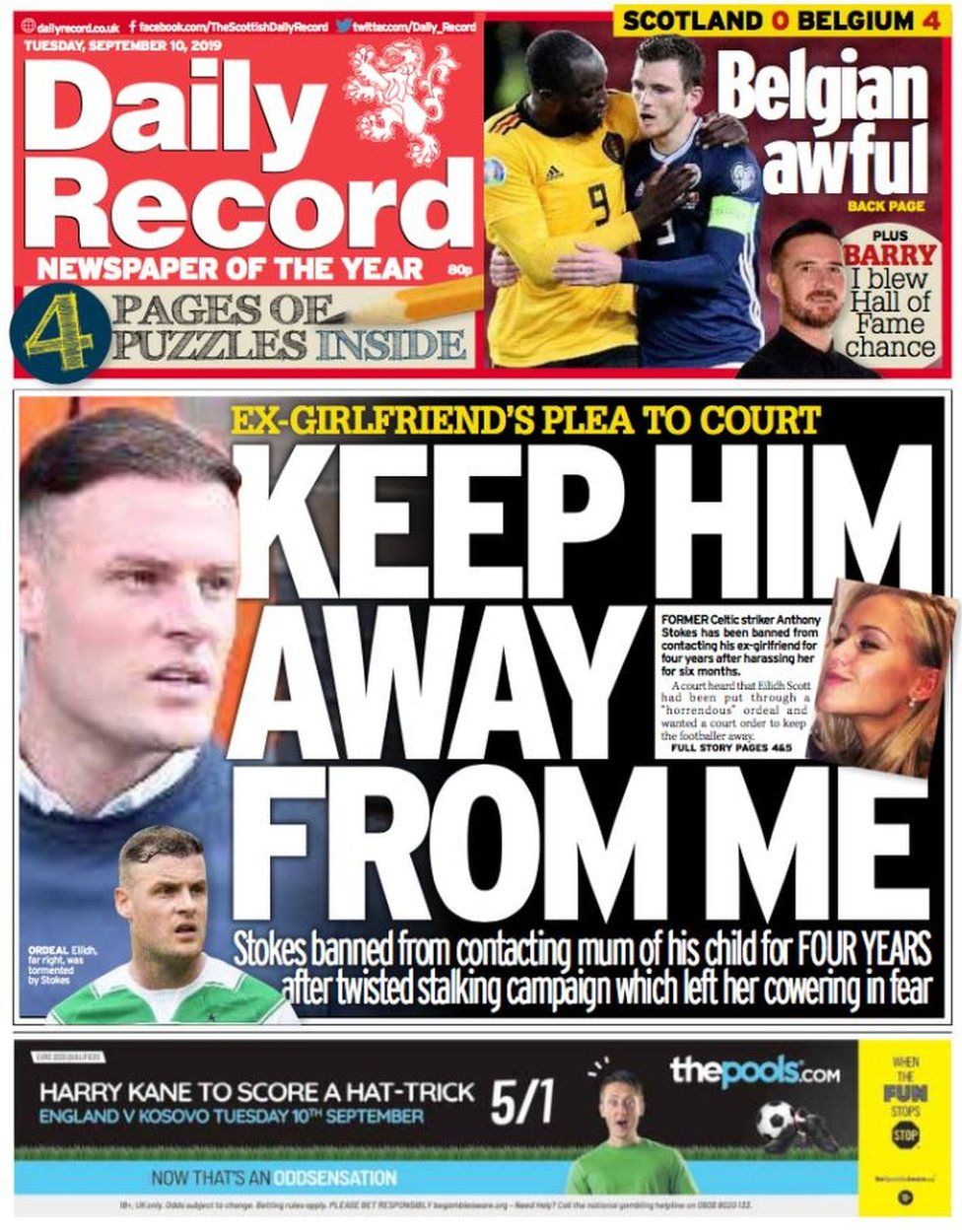 Scotland's papers: 'Democracy suspended' and footie ace stalking ban ...