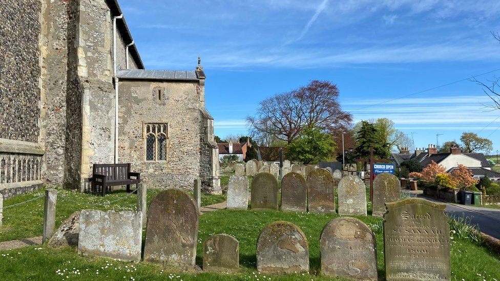 The graveyard at St Margaret's church on a sunny day