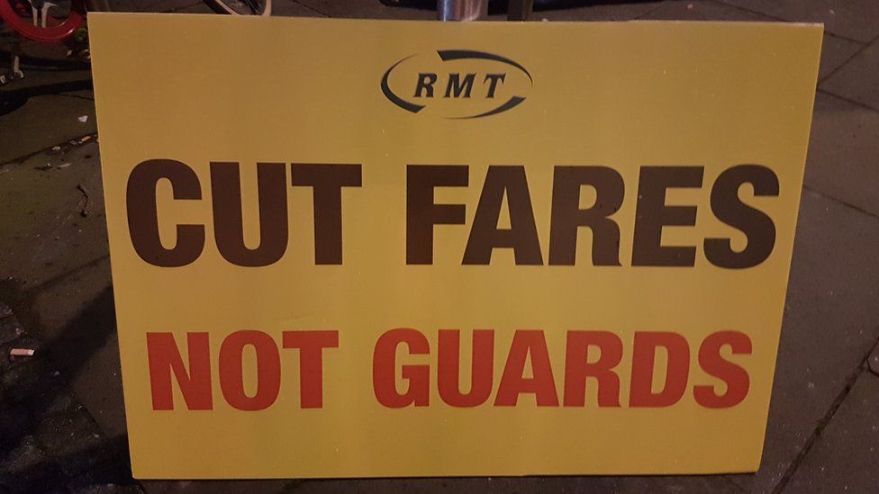 RMT protest placard