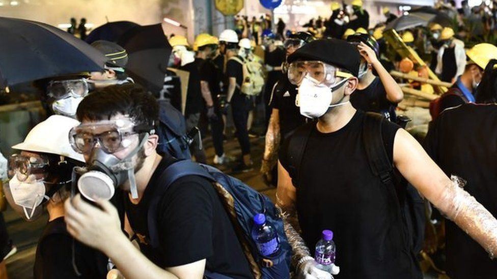 tear gas fired at HK protesters