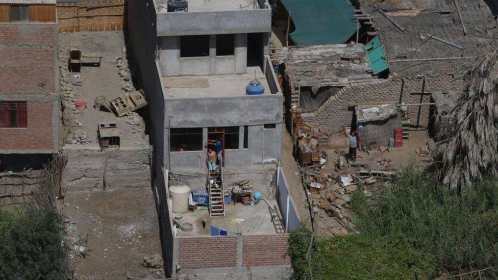 An aerial view of buildings affected by an earthquake of 6.8 degrees in Arequipa, Peru on 14 January 2018