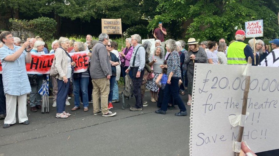 Protestors against the closure of Malvern Hills College