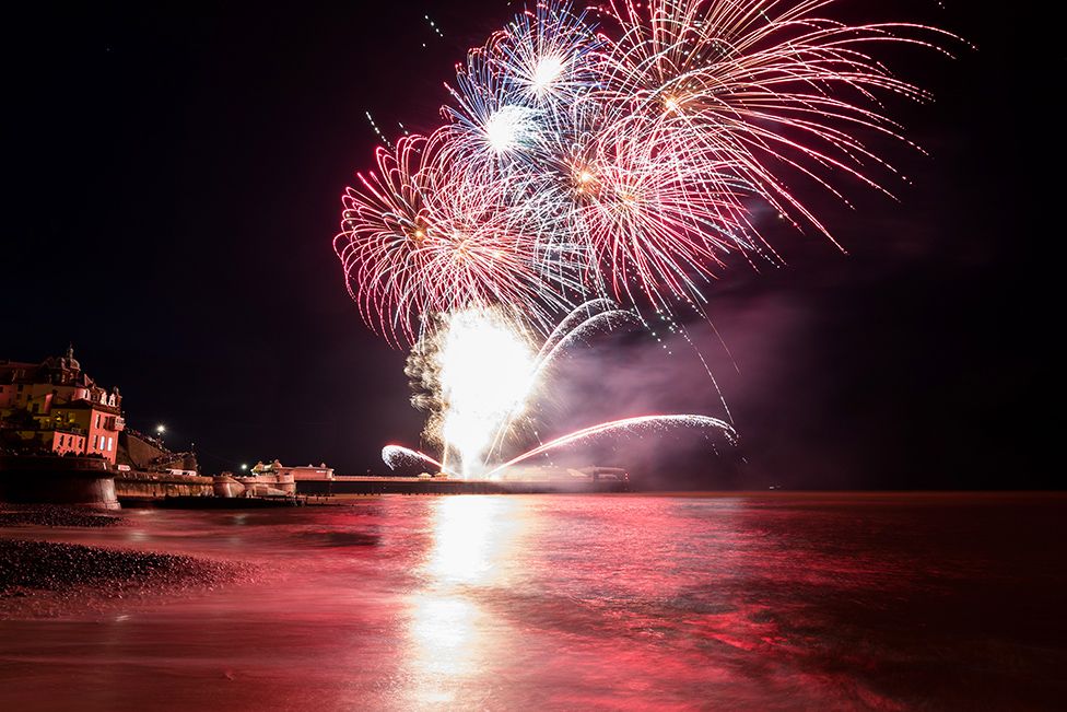 Fireworks over Cromer Pier, New Year's Day 2022