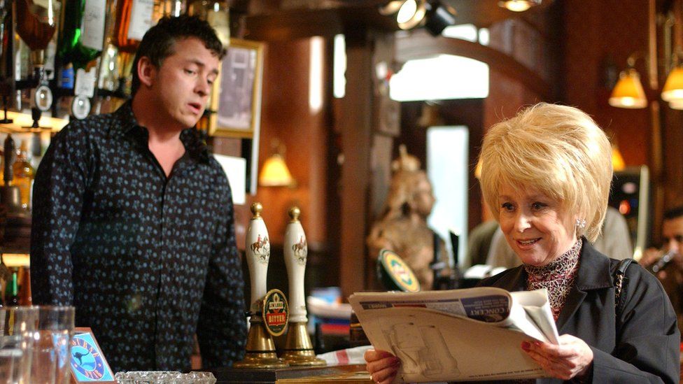 Alfie and Peggy in the Queen Victoria pub in 2002