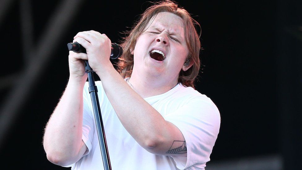 Lewis Capaldi performs on the Pyramid Stage at the Glastonbury Festival in Pilton, Britain, 24 June 2023. The Glastonbury Festival is a five-day festival of music, dance, theatre, comedy and performing arts running from 21 to 25 June 2023