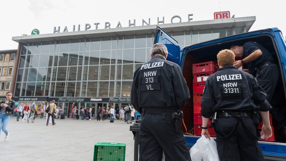 file pic of police outside a station in Cologne, July 2015