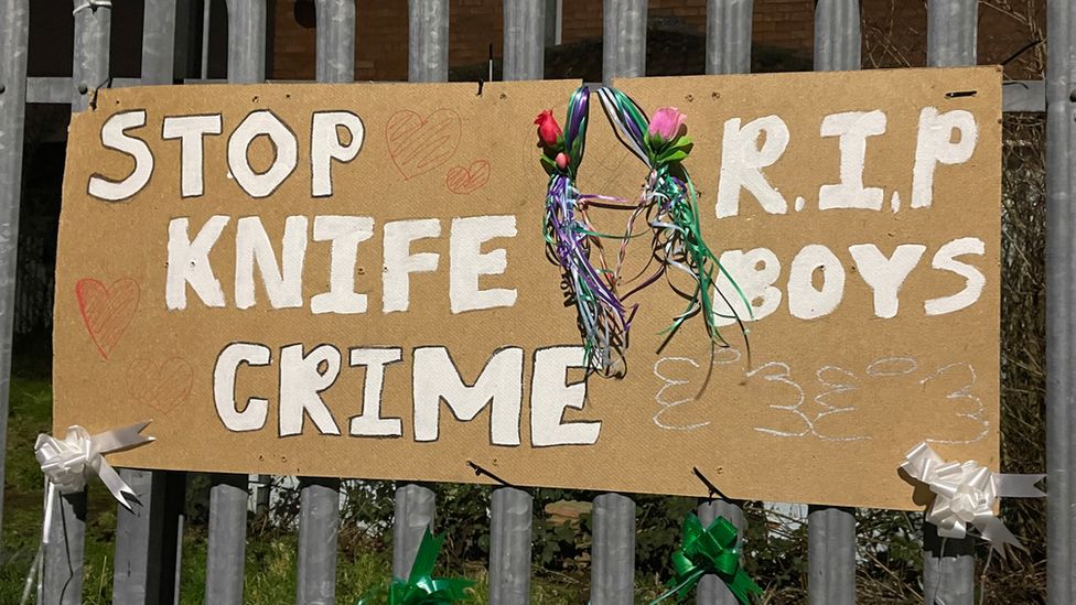 Placard about knife crime