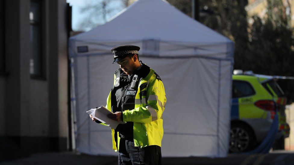 A forensic tent in Hackney