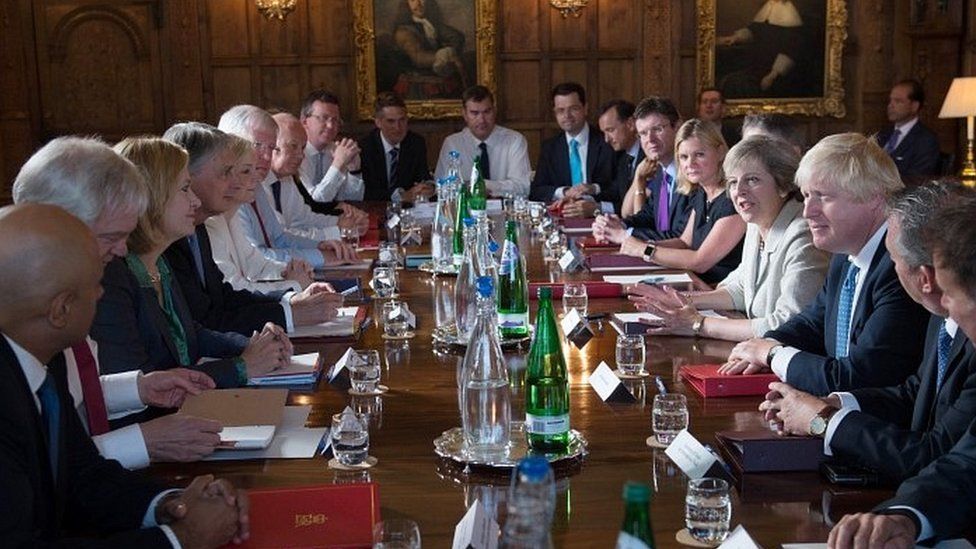 Theresa May and cabinet colleagues at Chequers meeting