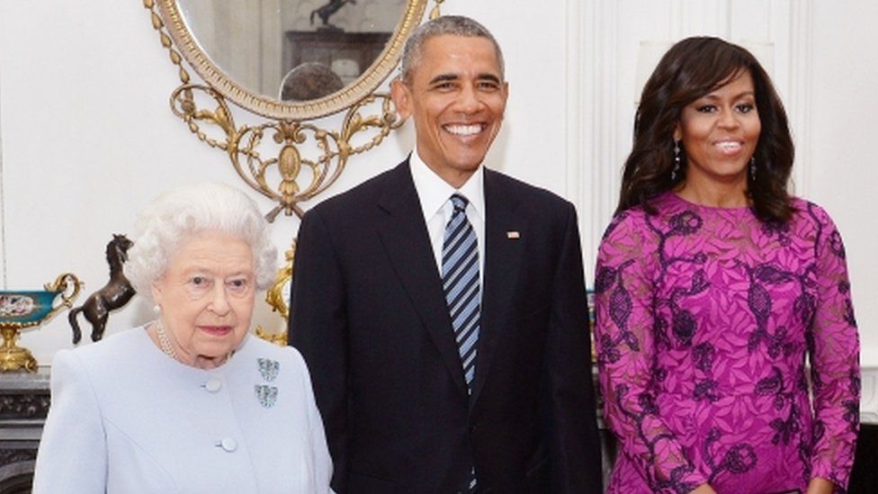 The Queen with Barack and Michelle Obama