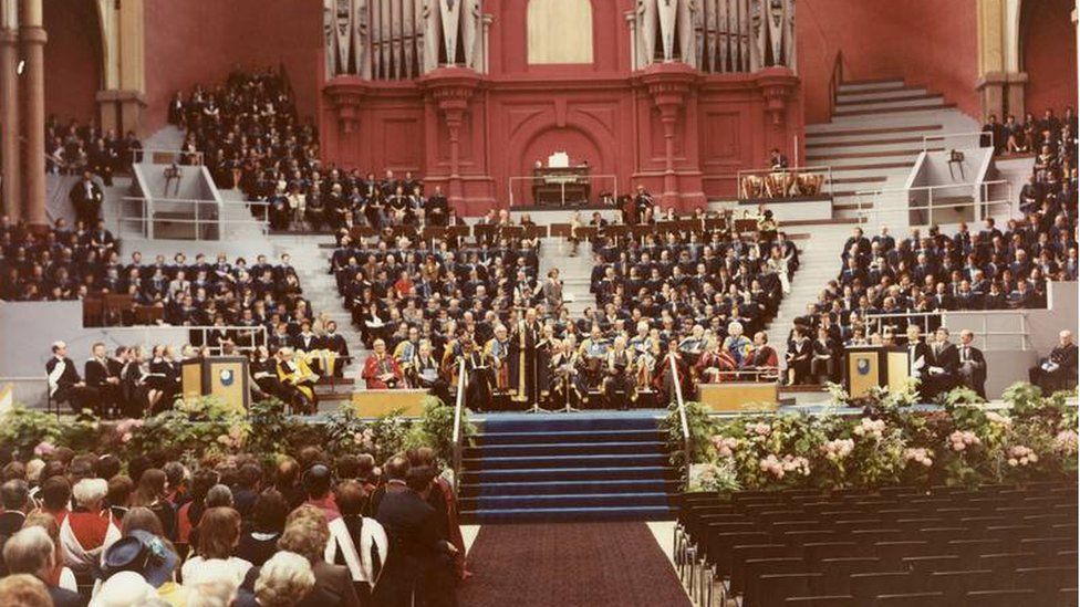 Open University's first graduation ceremony on 23 June 1973