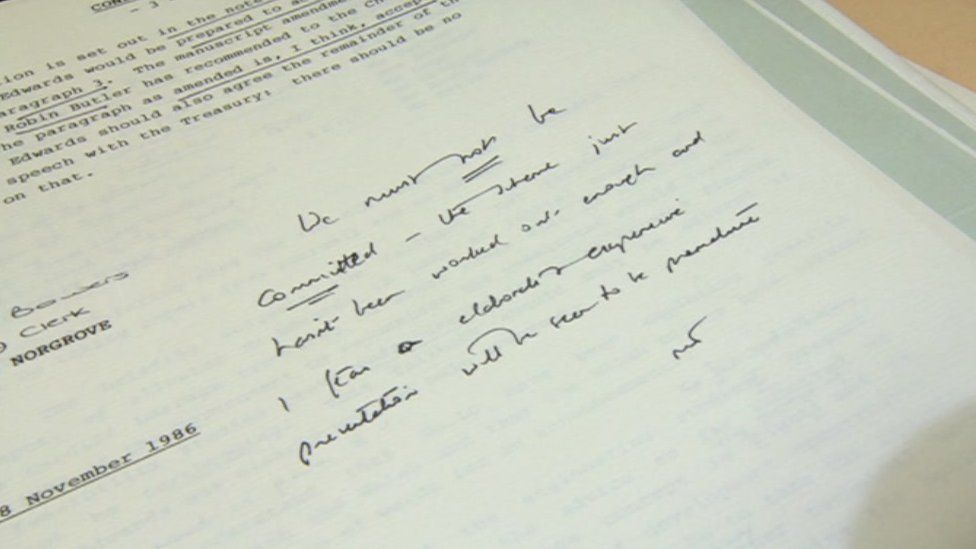 Margaret Thatcher's hand-written note raising opposition to a Cardiff barrage scheme in 1986
