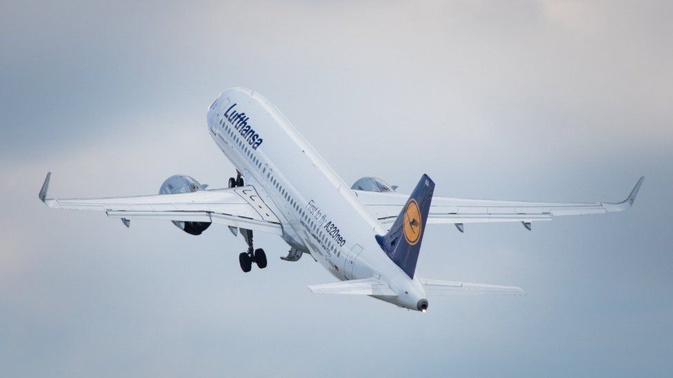 Lufthansa plane taking off