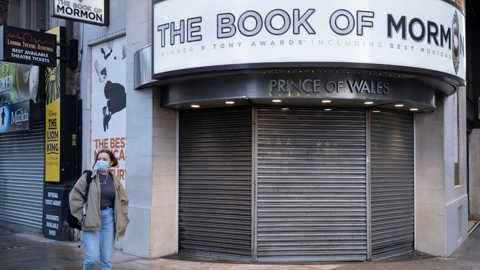 The Prince of Wales Theatre in London with its shutters down