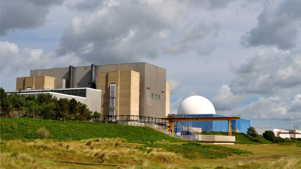 Sizewell B, which is still generating electricity, and Sizewell A, which has been decommissioned.