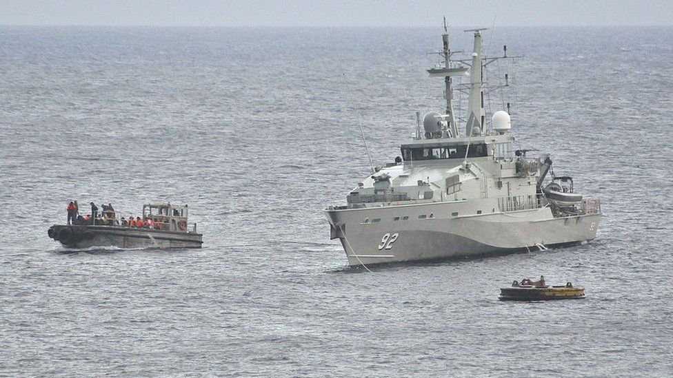 An Australian Navy vessel intercepts a boat of asylum seekers in 2012