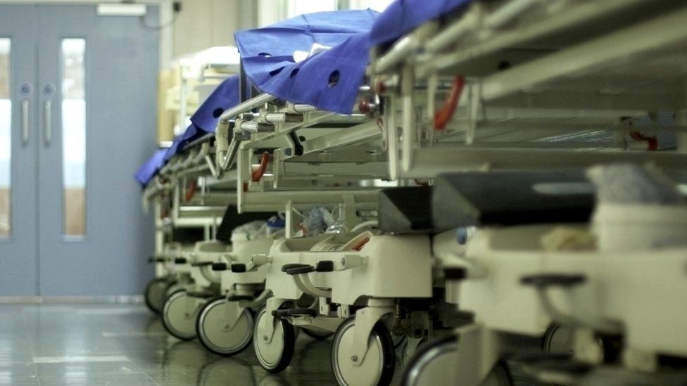 Stock photo of hospital beds