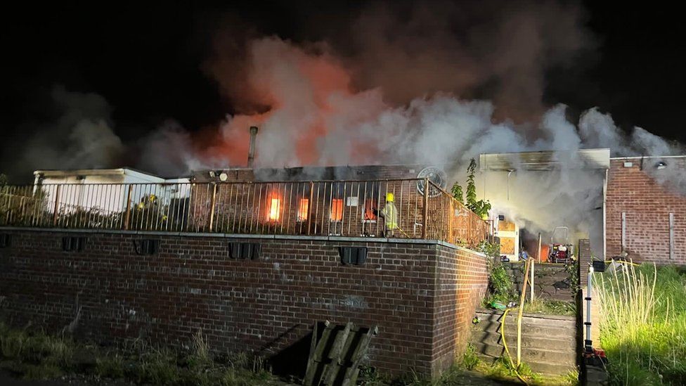 Fire at a former social club in Inkersall