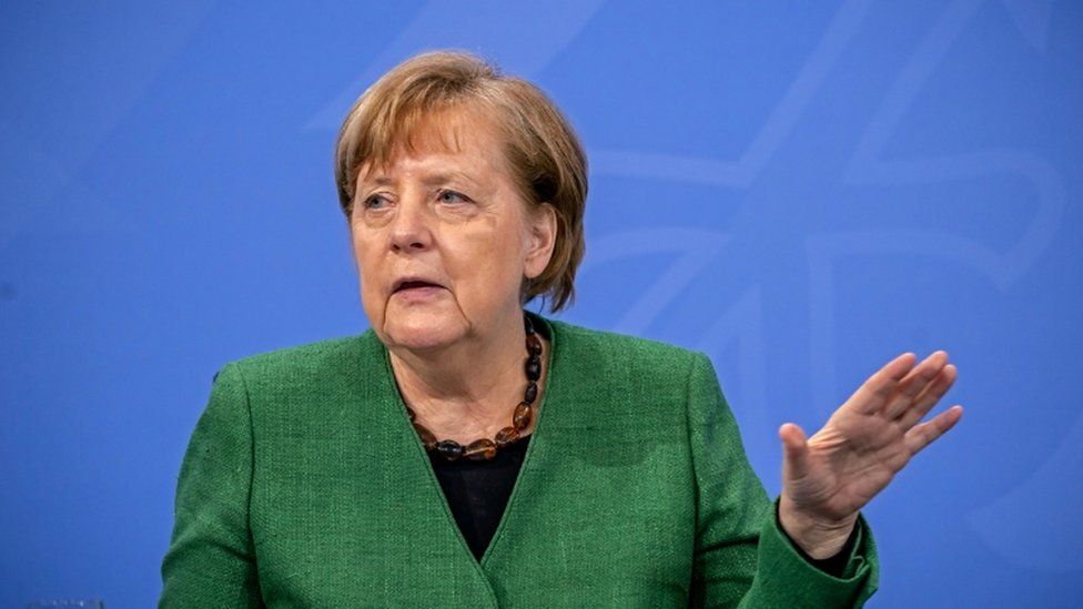 German Chancellor Angela Merkel speaks at a news conference