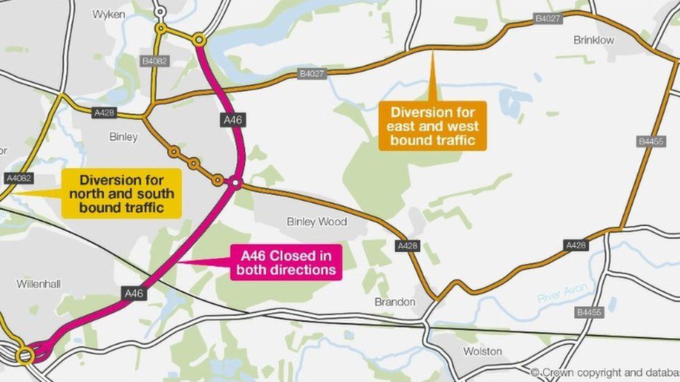 A46 bridge beams to be lifted into place near Coventry - BBC News