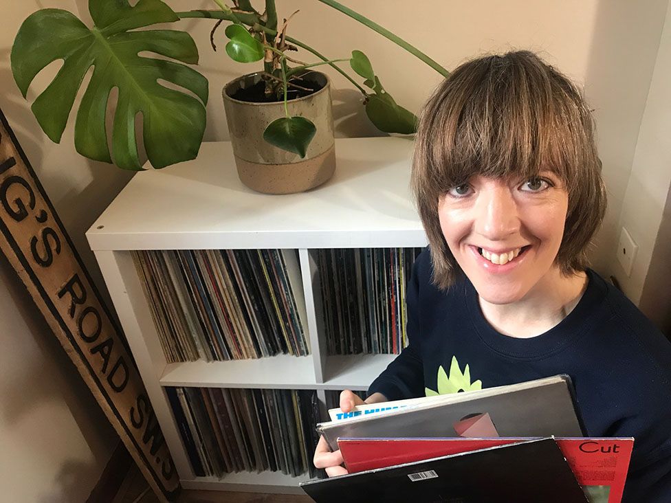 Anna Doble with some of her vinyl records