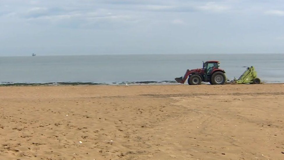 Tractor on a beach