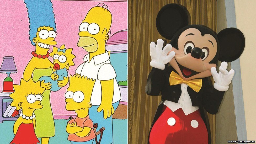 The Simpsons and Mickey Mouse