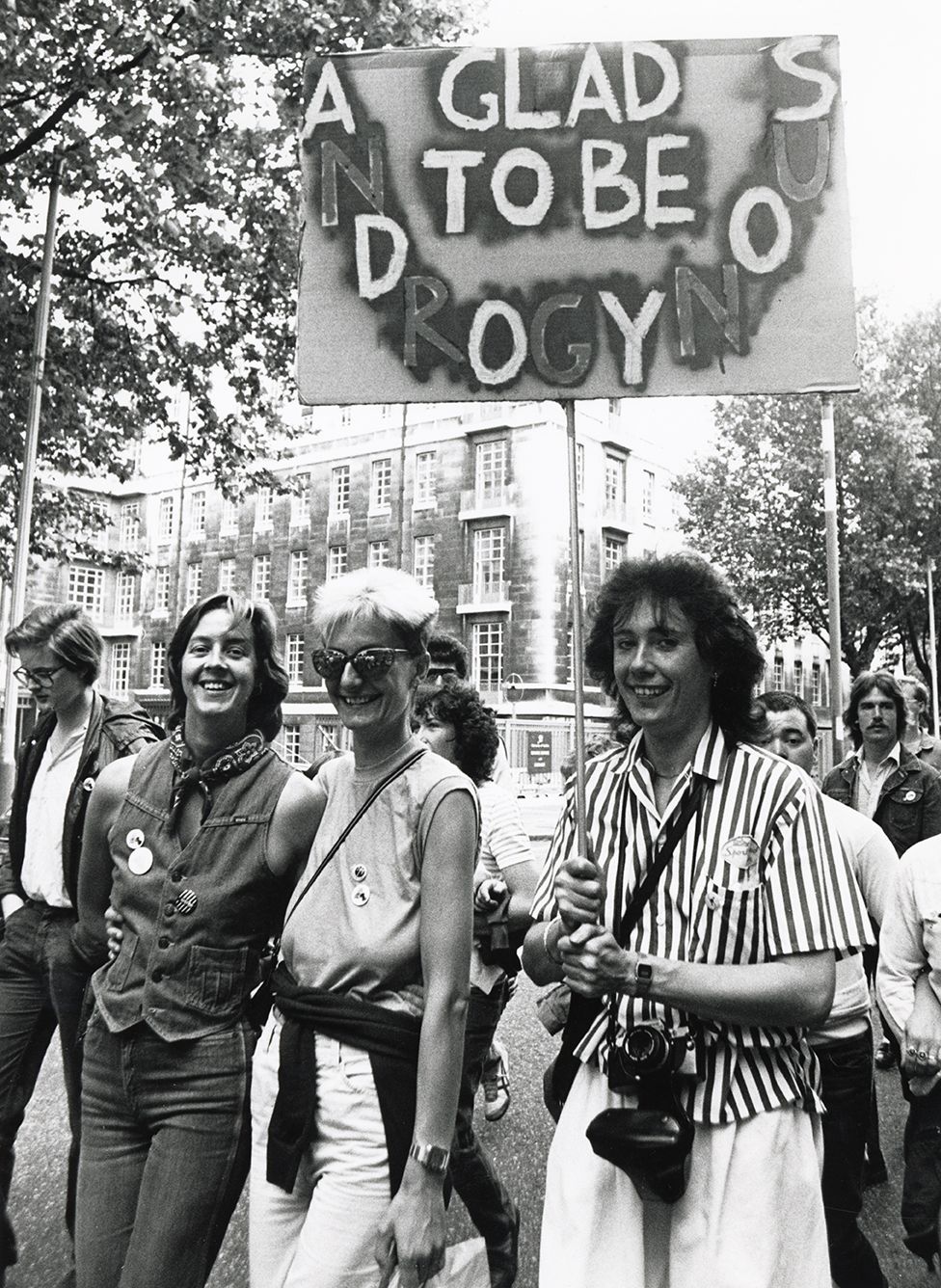 People attend the Pride march in 1984