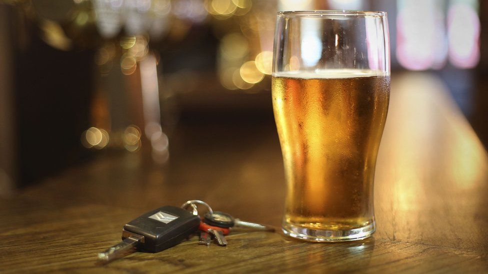 Pint of beer and car keys