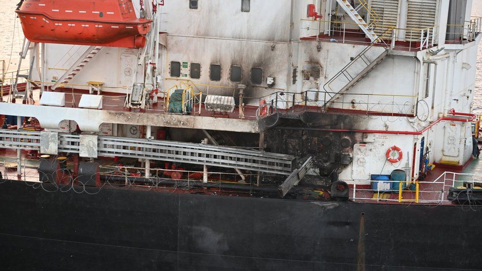Photo of Genco Picardy ship after being struck by drone
