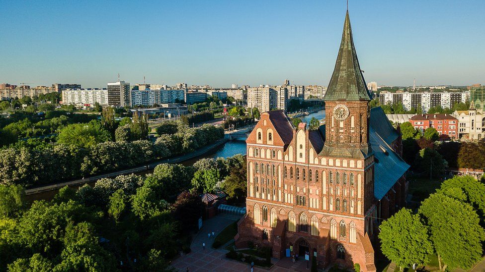 Vista aérea de la catedral de Kaliningrado en la isla de Kant, Patrimonio de la Humanidad de la Unesco, en Kaliningrado