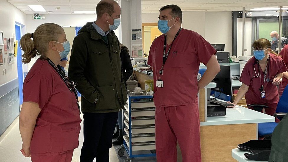 Staff at Ipswich Hospital with Prince William