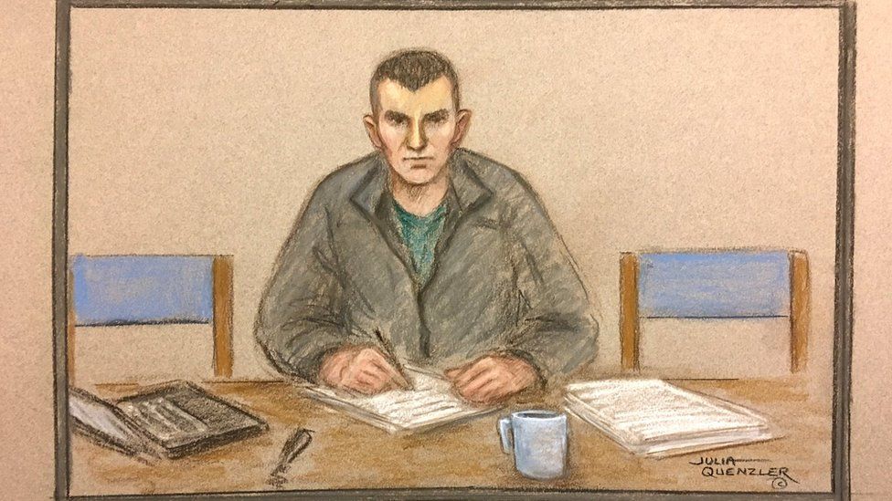 Court sketch of Ciaran Maxwell