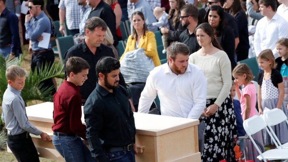 The remains of Dawna Langford, 43, and her sons Trevor, Rogan, are buried at a cemetery in La Mora, Sonora , Mexico, November 7, 2019