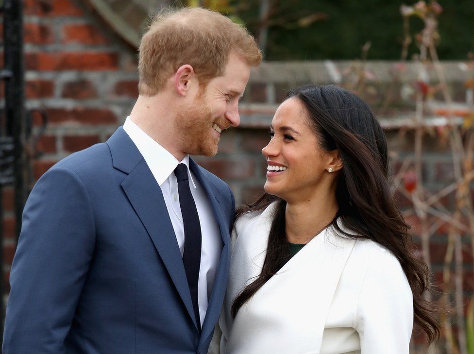 Prince Harry and Meghan Markle during an official photo call to announce their engagement