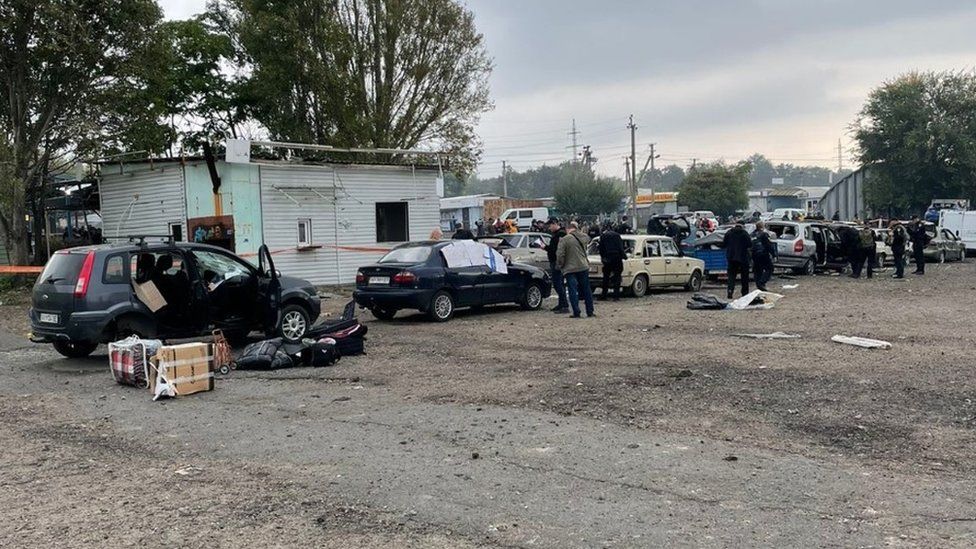 Scene of the attack in Zaporizhzhia, southern Ukraine. Photo: 30 September 2022