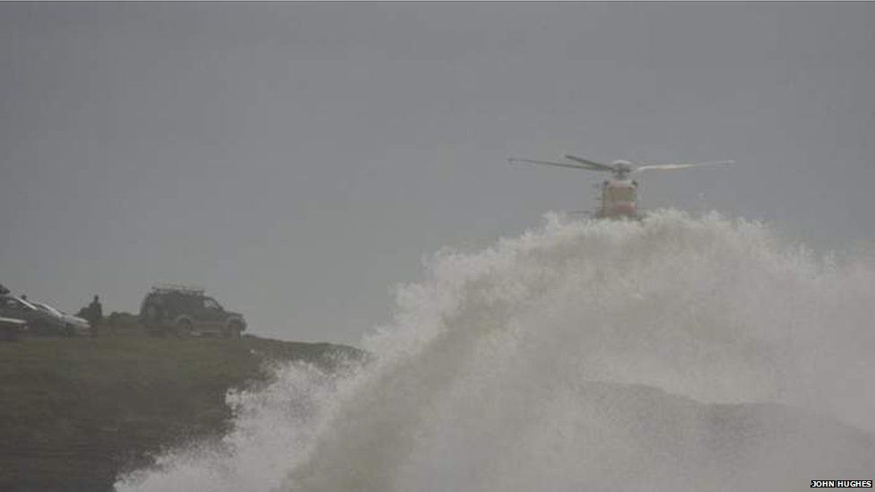 Coastguard over choppy water