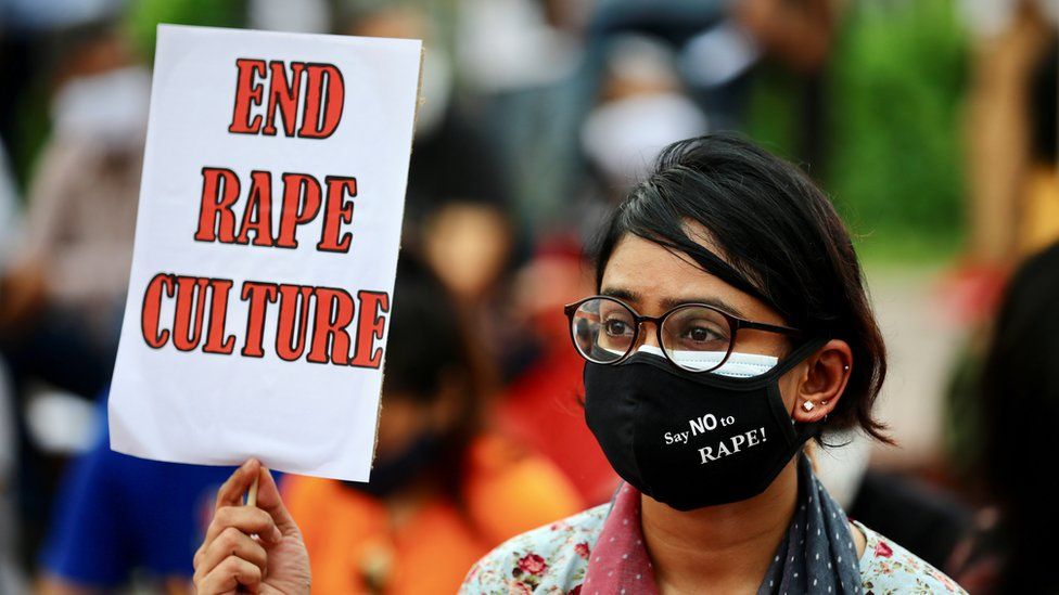 Members of a feminist group take part in an ongoing protest in front of the parliamentary building, demanding justice for the alleged gang rape of a woman in Noakhali, southern district of Bangladesh, amid the coronavirus disease (COVID-19) outbreak in Dhaka, Bangladesh, October 10, 2020.