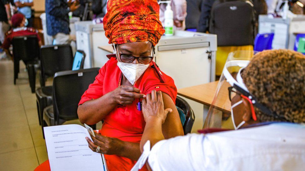 South African woman gets her coronavirus vaccine