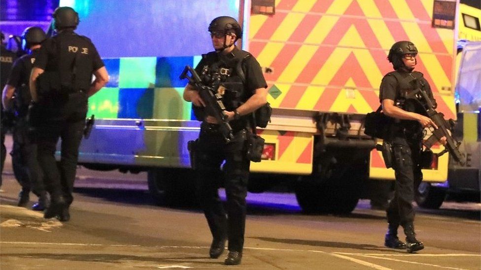 Police at Manchester Arena on 22 May 2017