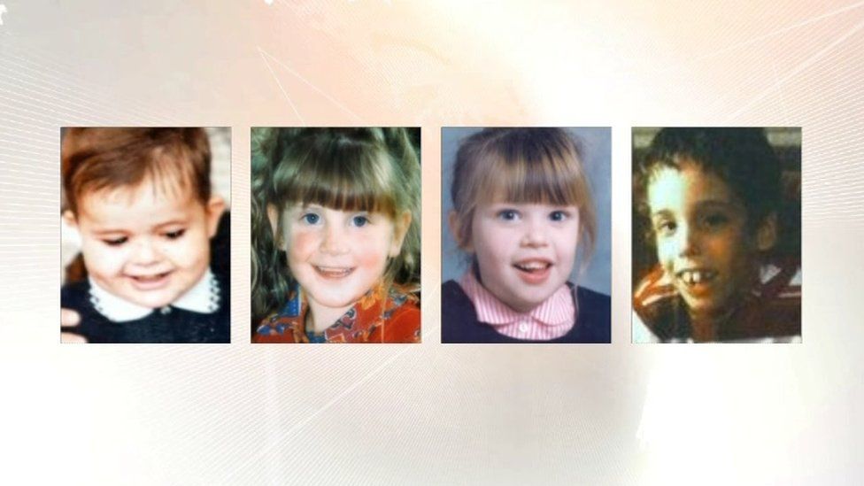 Photographs of four of the five children whose deaths at the subject of the inquiry