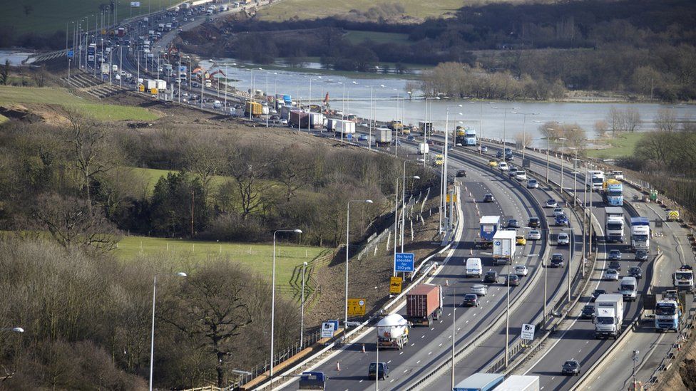 Aerial view of M25 motorway