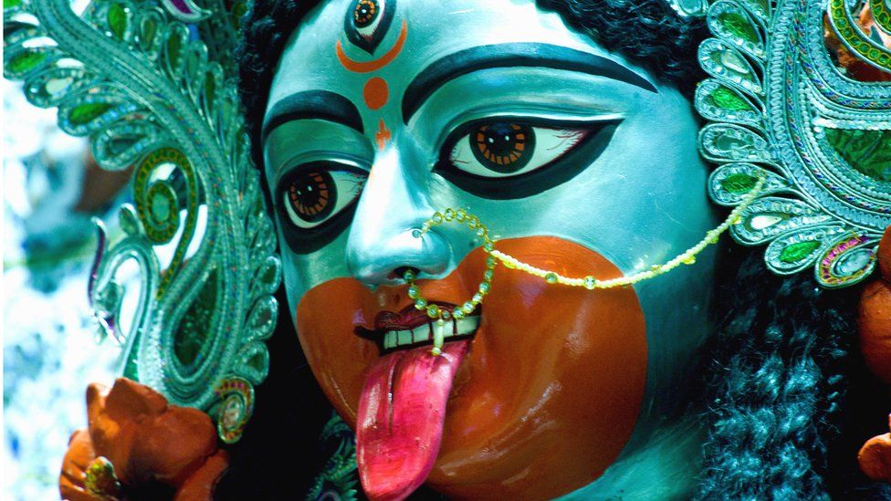 Goddess kali idol, Tarapith, West Bengal, India - stock photo