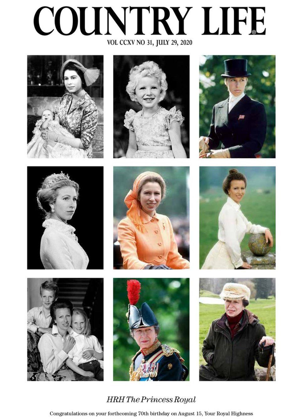 Country Life featuring pictures of Princess Anne over the years