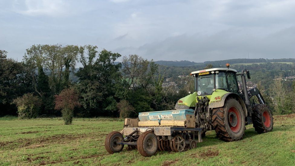 Tractor in field