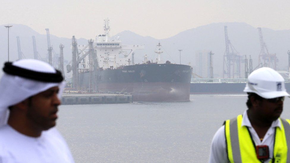 An oil supertanker pictured at the Fujairah terminal in the UAE