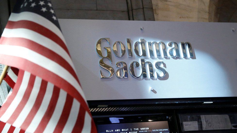 A view of the Goldman Sachs stall on the floor of the New York Stock Exchange