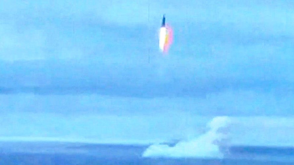 One of the two missiles was launched from a nuclear-powered submarine in the Barents Sea